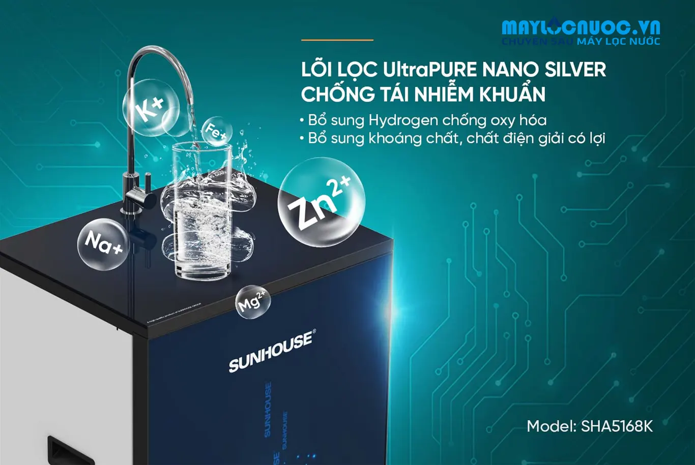 MÁY LỌC NƯỚC RO SUNHOUSE SHA5168K -  09 LÕI